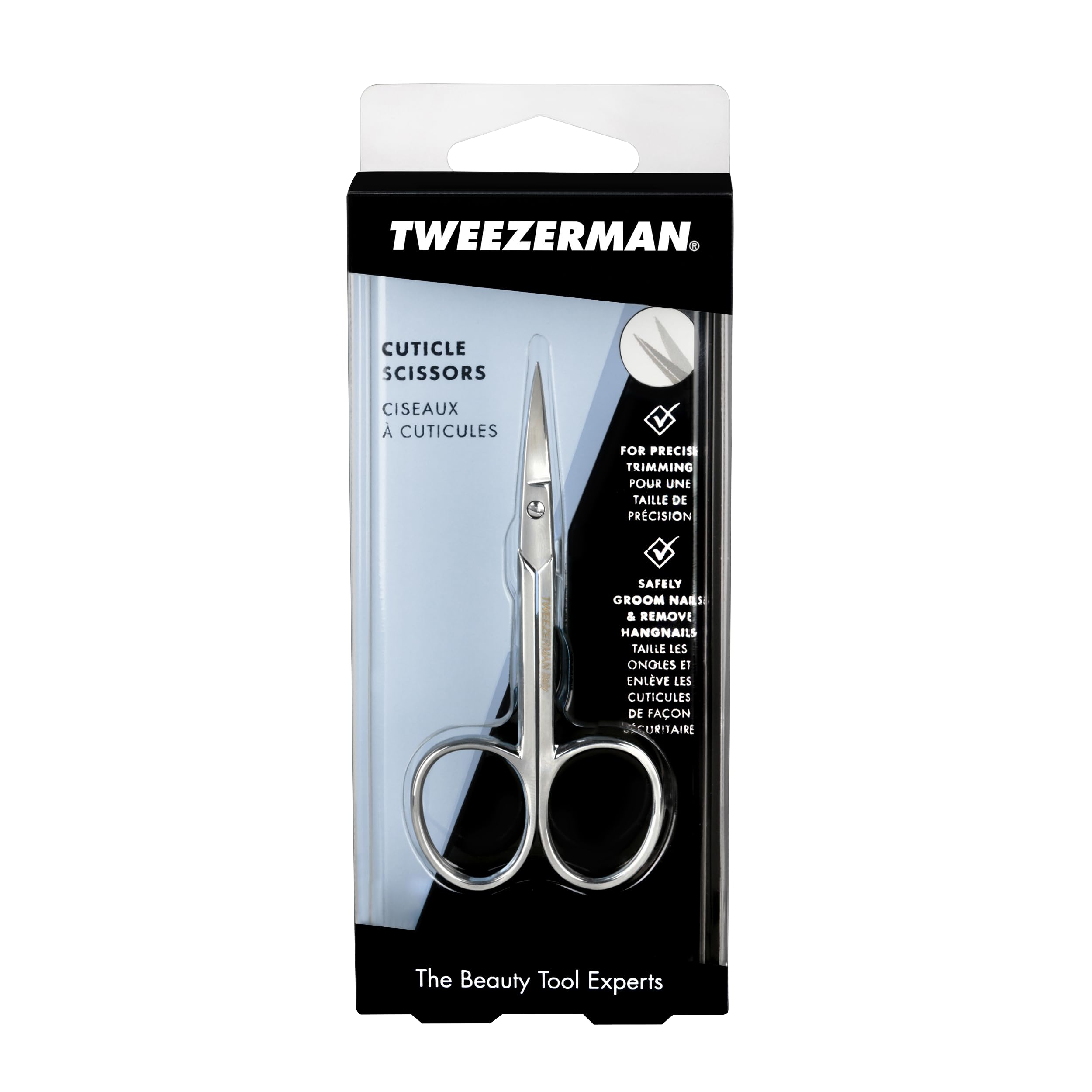 Tweezerman Cuticle Scissors used to trim excess cuticles safely and neatly.
