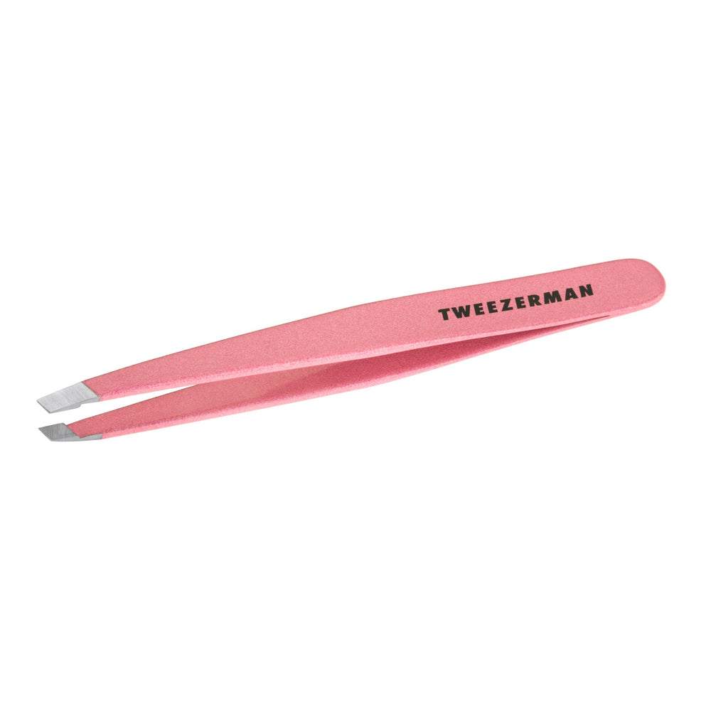 Tweezerman dusty rose slant tweezer for precise brow shaping and hair removal