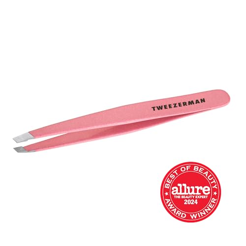 Tweezerman exclusive dusty rose tweezer with aligned tips removes hair from the root