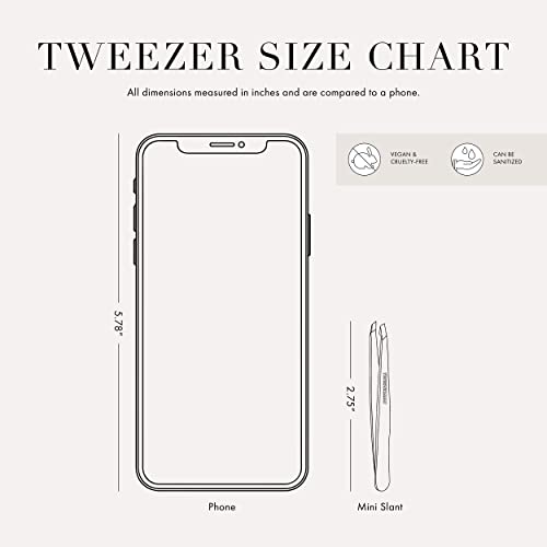 Tweezerman Evening Blue Mini Slant Tweezer held in hand shows controlled precision
