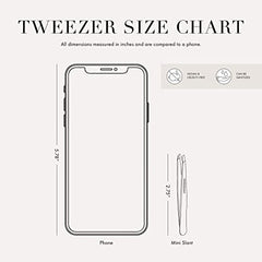 Tweezerman Evening Blue Mini Slant Tweezer held in hand shows controlled precision