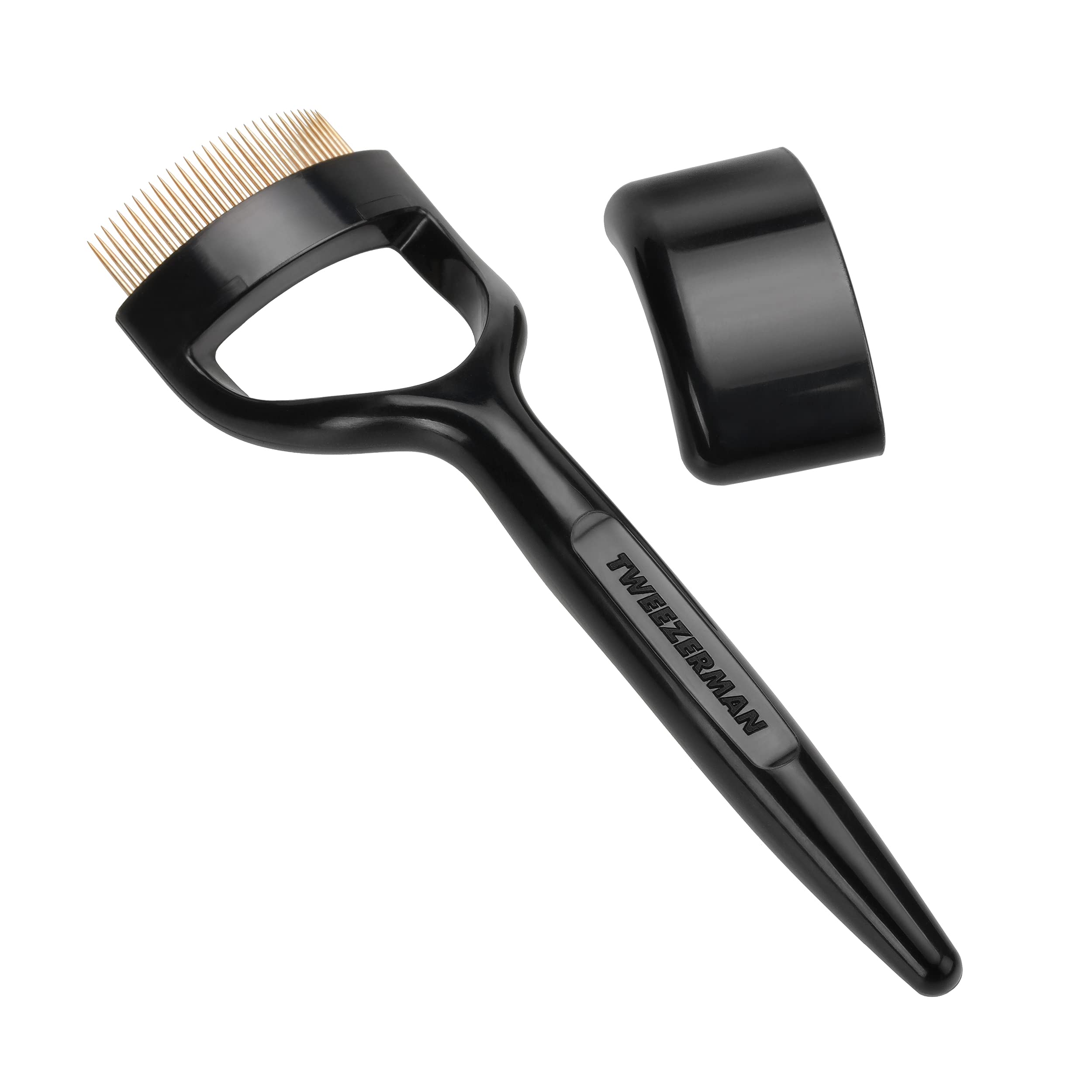 Tweezerman eyelash comb for round eyes with black finish for precise lash separation.