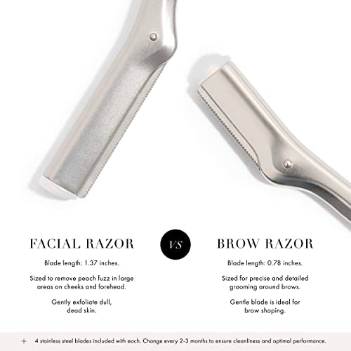 Tweezerman facial razor blade replacement included for ongoing grooming.