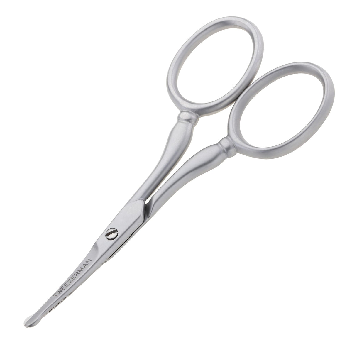 Tweezerman G.E.A.R. facial hair scissors rounded tip for safe nose and ear trimming.
