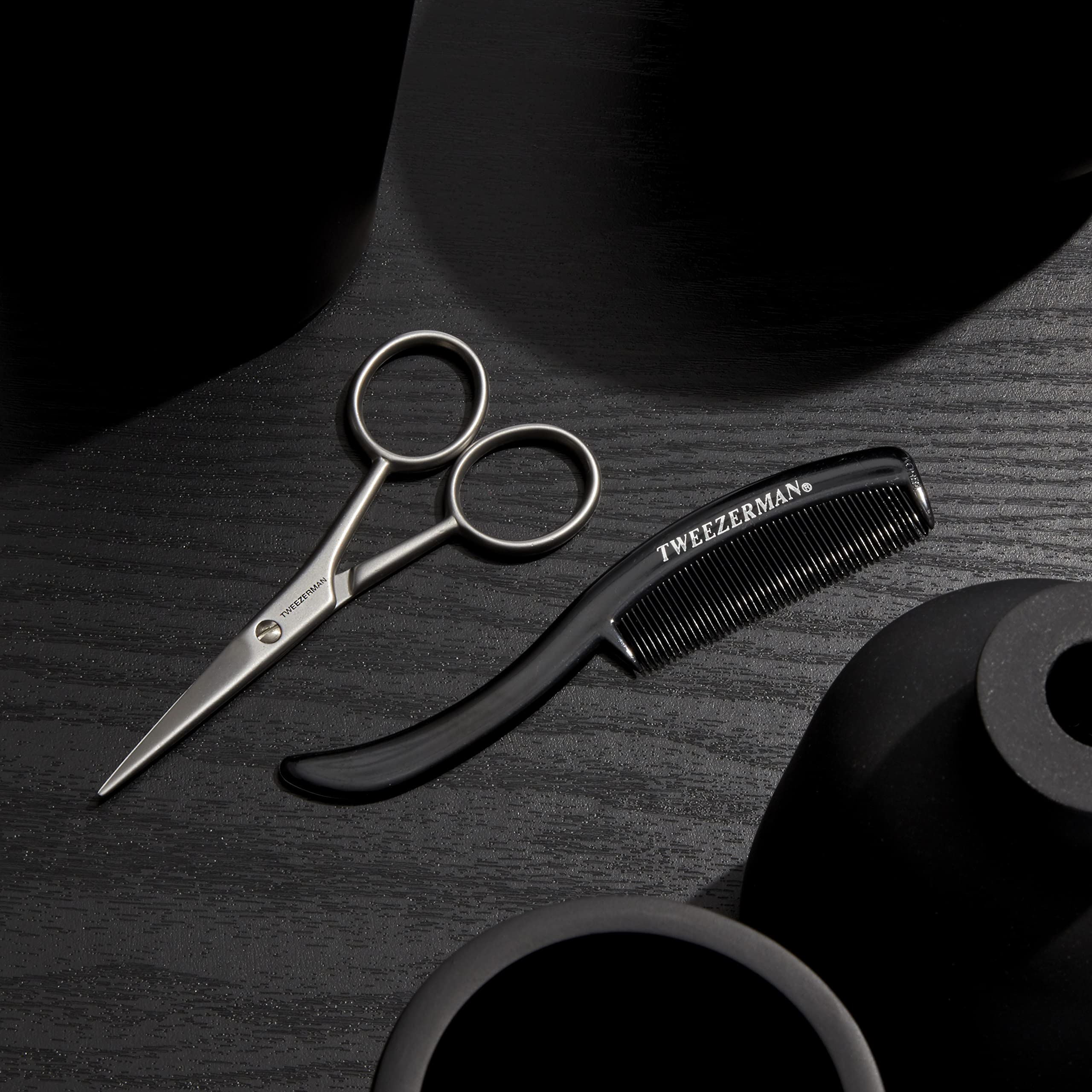 Tweezerman G.E.A.R. moustache care cleaning close-up shows easy sanitization