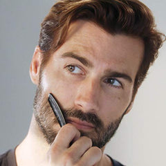Tweezerman G.E.A.R. moustache comb teeth close-up for neat grooming