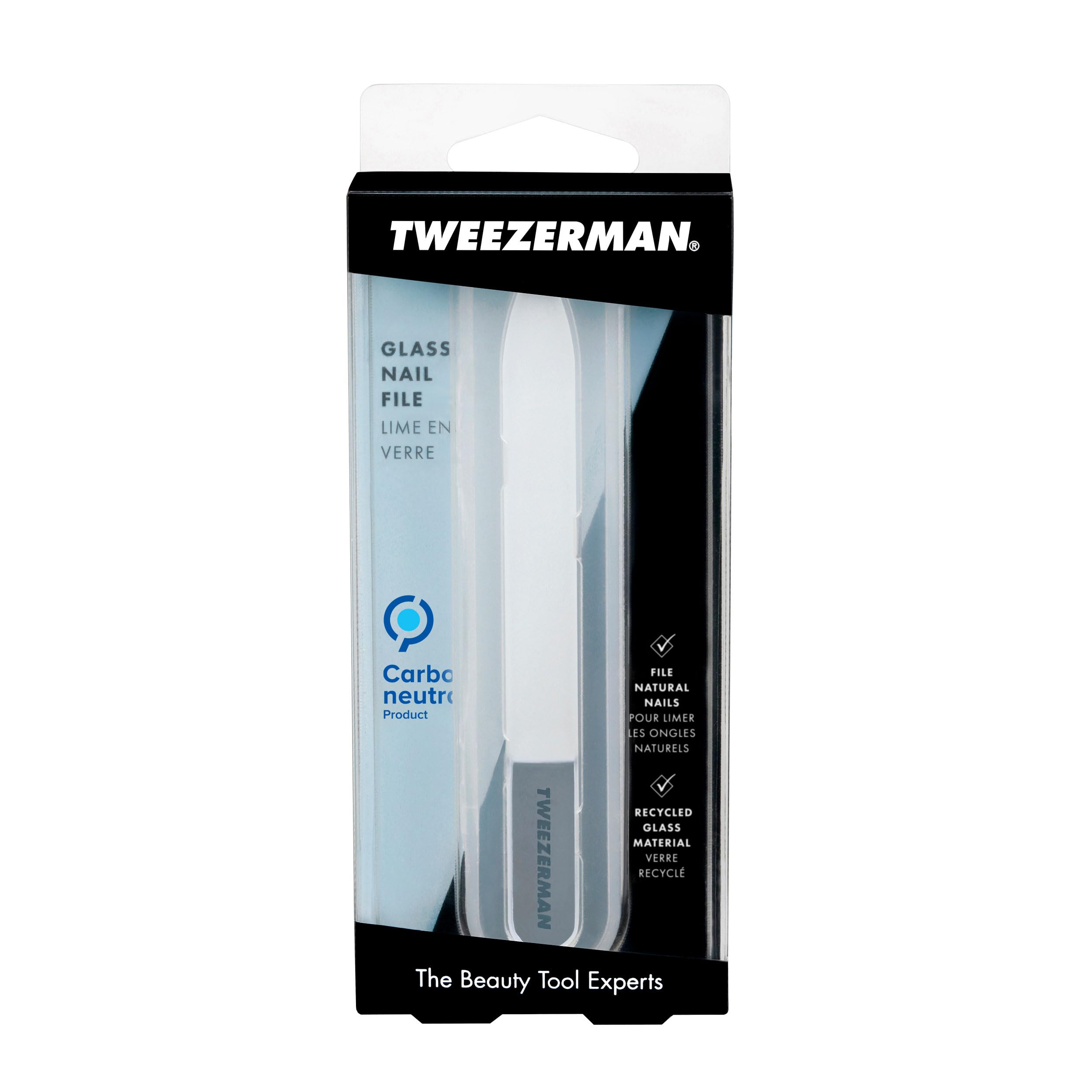 Tweezerman Glass Nail File compact design for travel.
