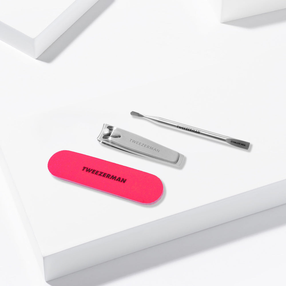 Tweezerman Mini Neon Nail Kit travel-ready design for easy on-the-go grooming