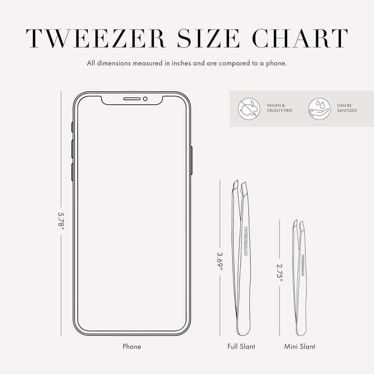 Tweezerman Mini Slant Tweezer 25-degree angle for comfortable use.