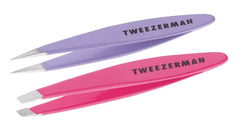 Tweezerman mini slant tweezer in travel case for on-the-go brow grooming.