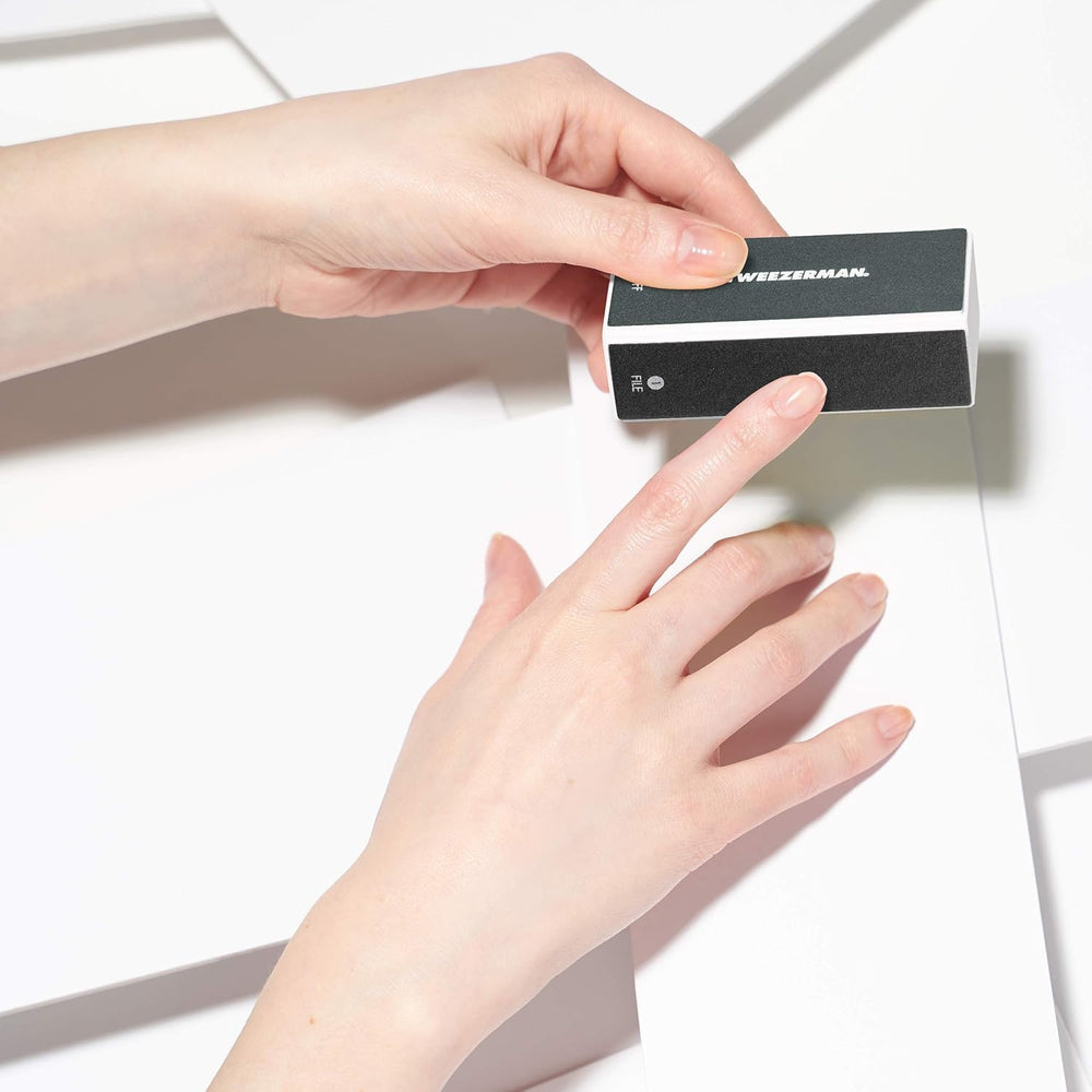 Tweezerman color-coded nail buffer pads emphasize simple, precise filing and buffing.