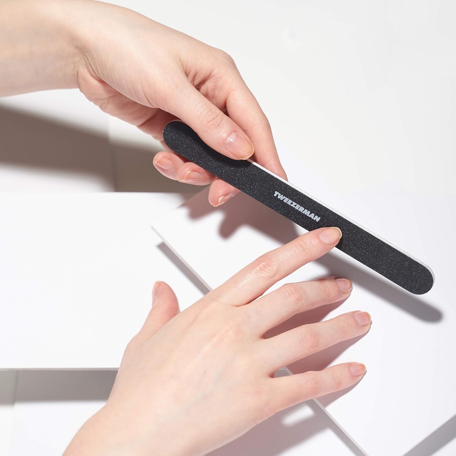 Tweezerman nail files pack 3 side view showing dual-grit design for versatile edges.