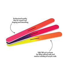 Tweezerman Neon Hot Nail Files color set highlights vivid hues for personalized nail shaping.