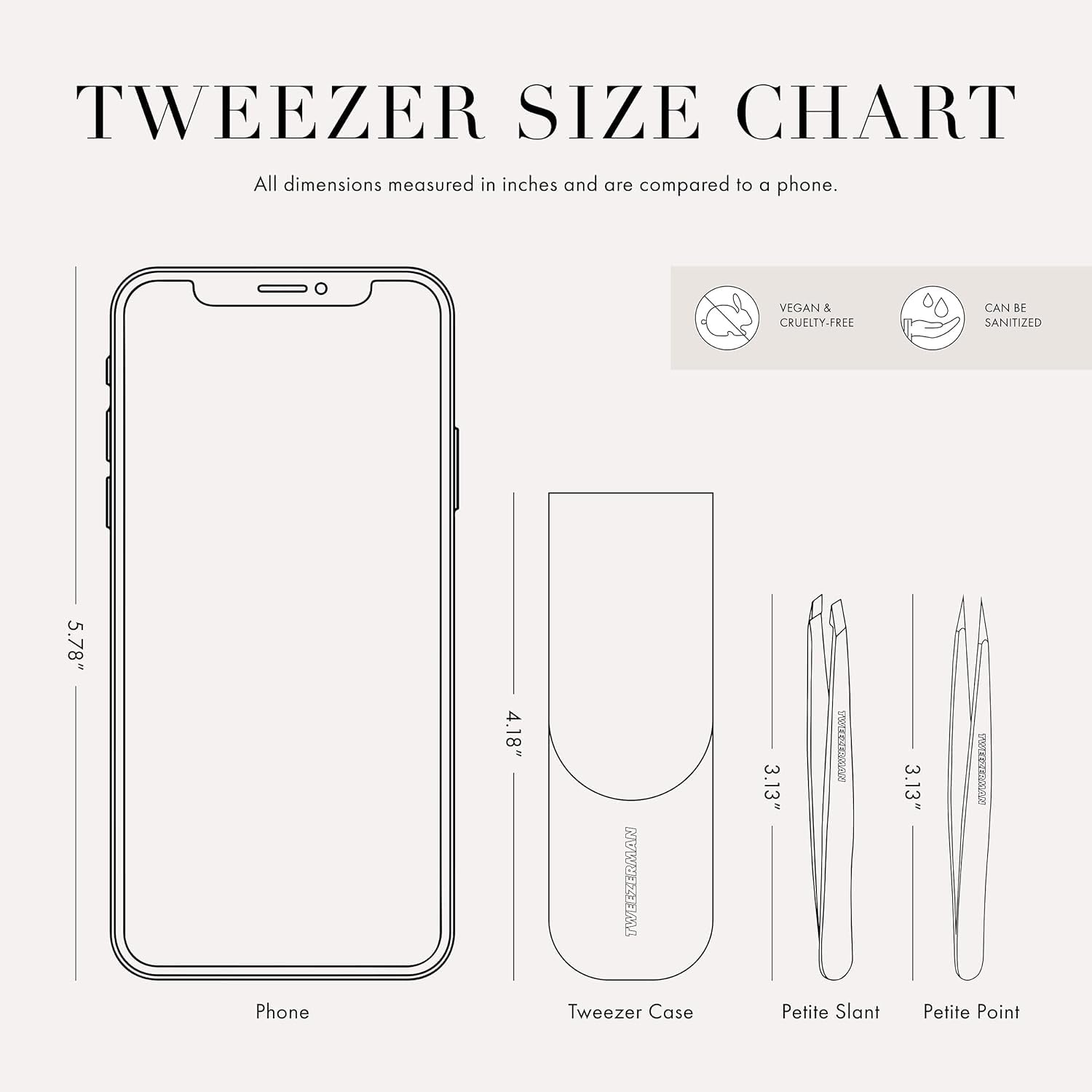 Tweezerman hand-filed tips are aligned for accurate hair removal at the root.