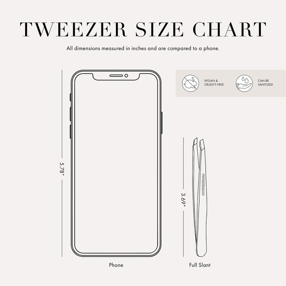 Tweezerman Purple Wisteria Slant Tweezer compact design for travel touch-ups.
