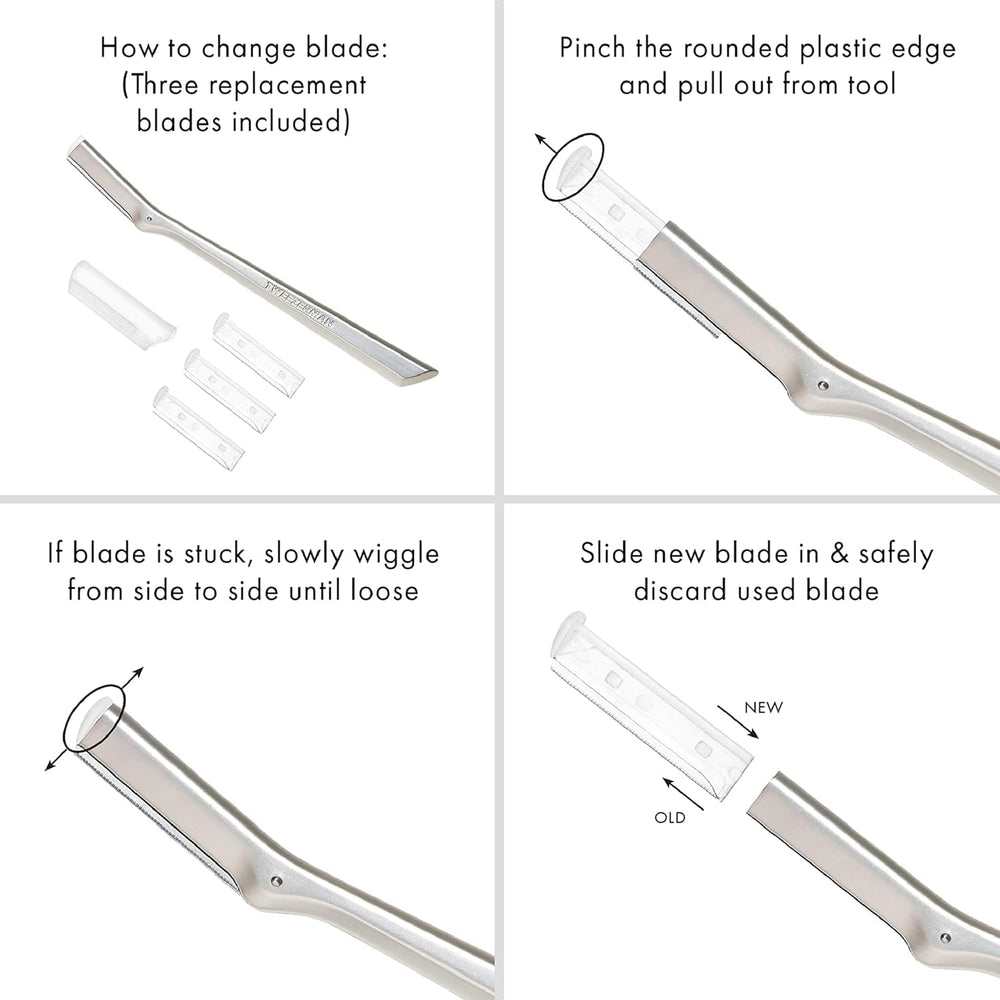 Tweezerman replacement blades packaging with safety cap for storage