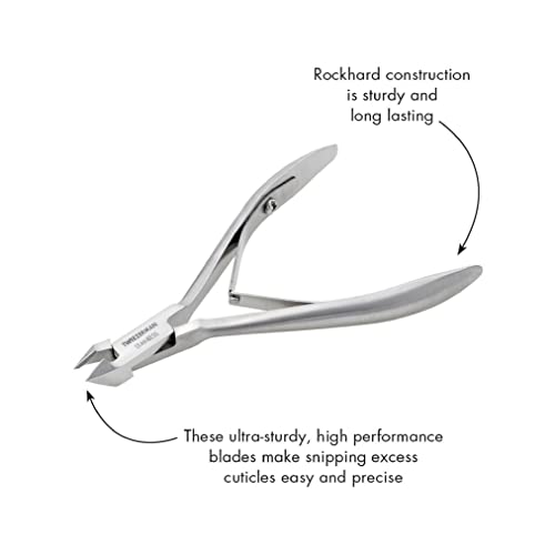 Tweezerman Rockhard half-jaw nipper compact size for precise detail work.