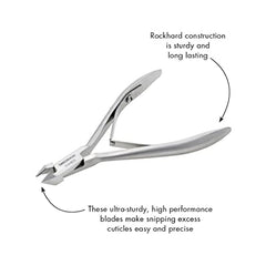 Tweezerman Rockhard half-jaw nipper compact size for precise detail work.