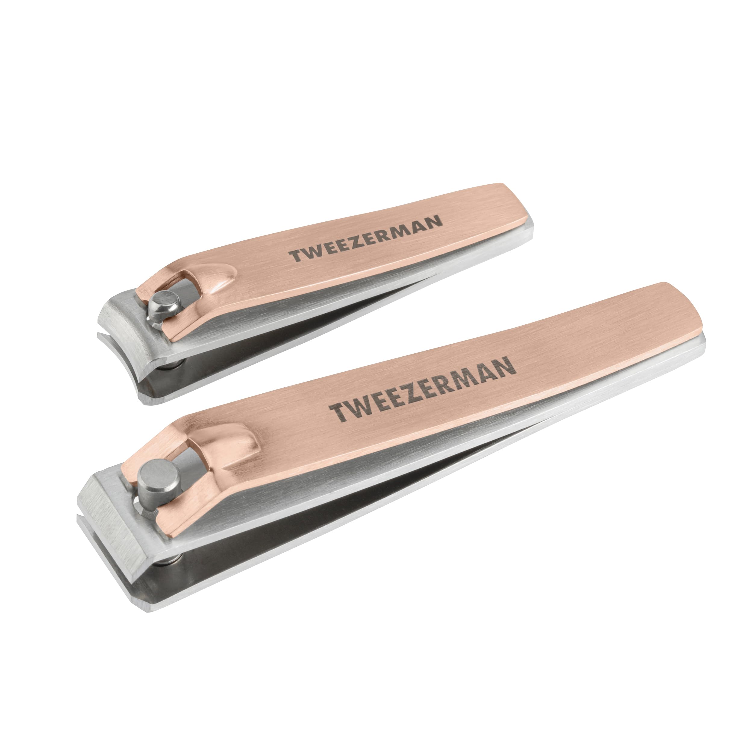 Tweezerman Rose Gold Combo Clipper Set curved fingernail blade for precise shaping.