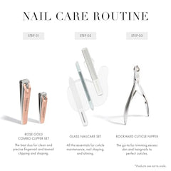 Tweezerman Rose Gold Combo Clipper Set straight toenail blades for cleaner trims.
