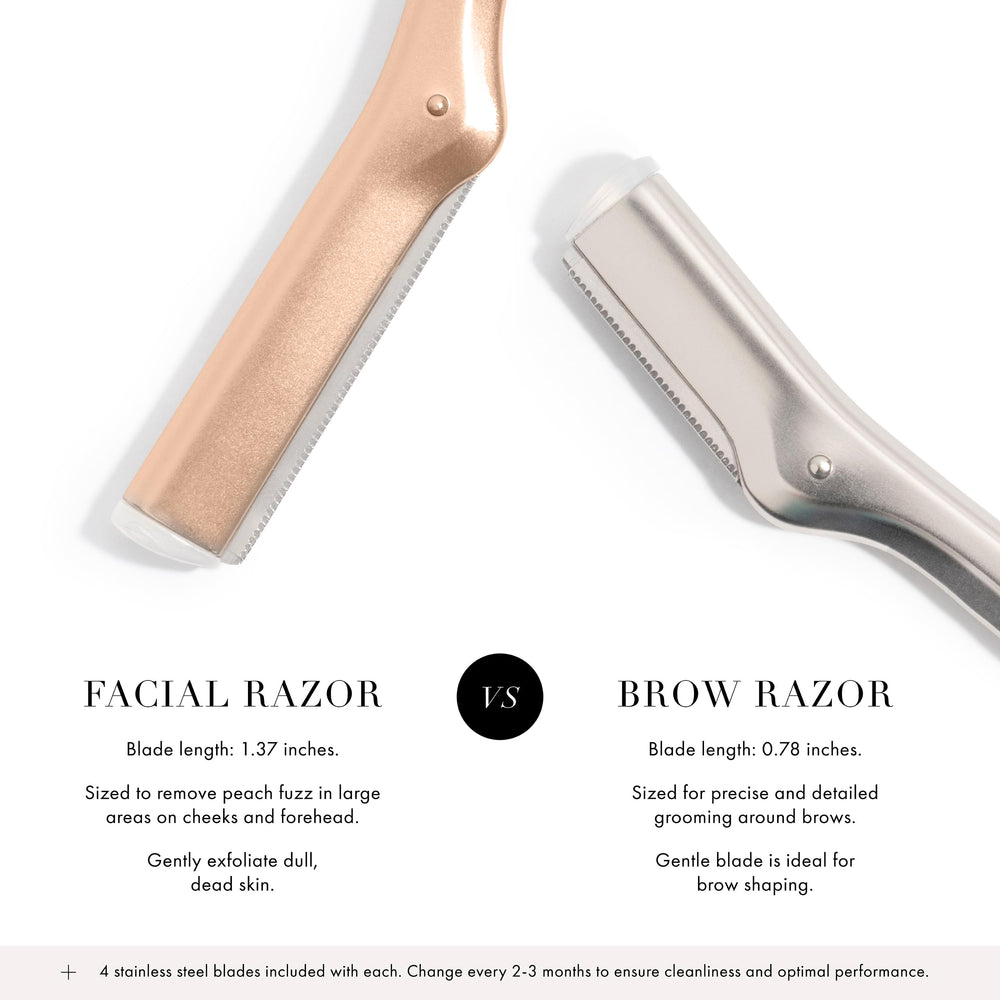 Tweezerman Rose Gold Facial Razor with safety cap for storage