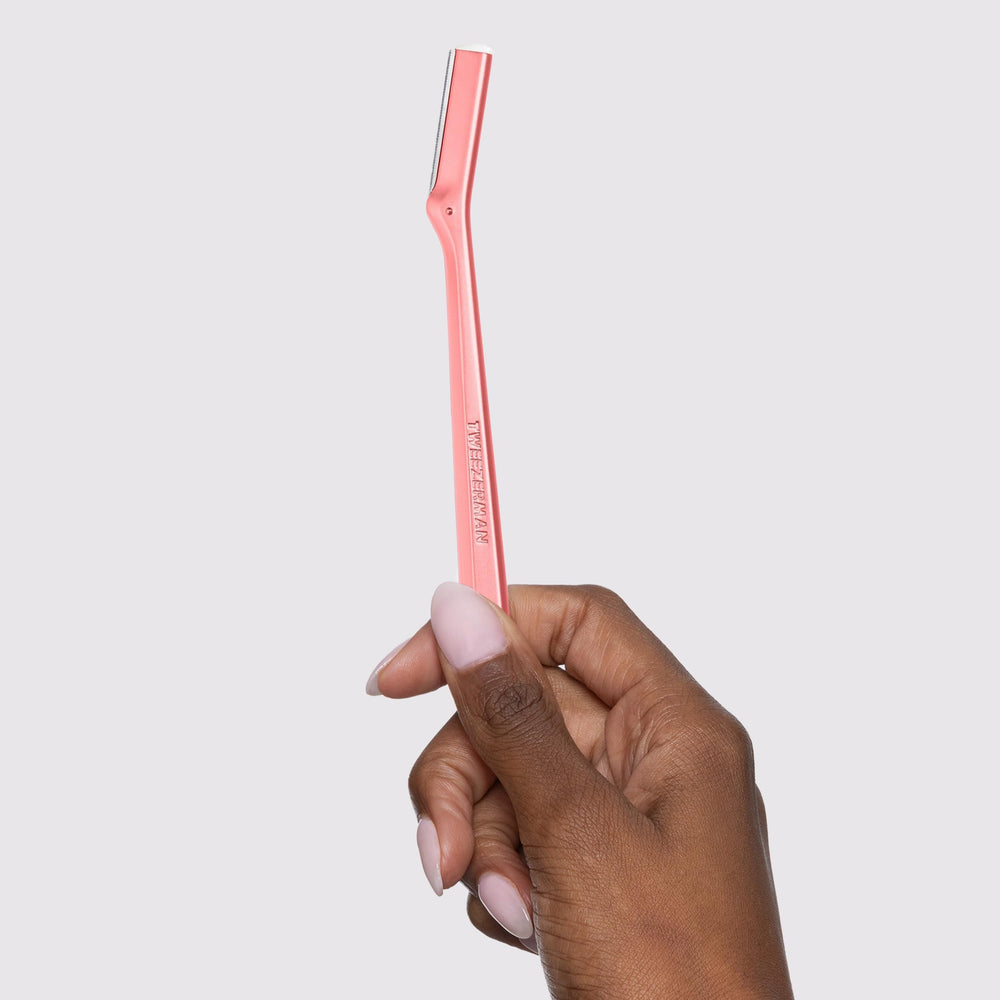 Tweezerman Tea Rose Razor used with cleanser for gentle exfoliation.