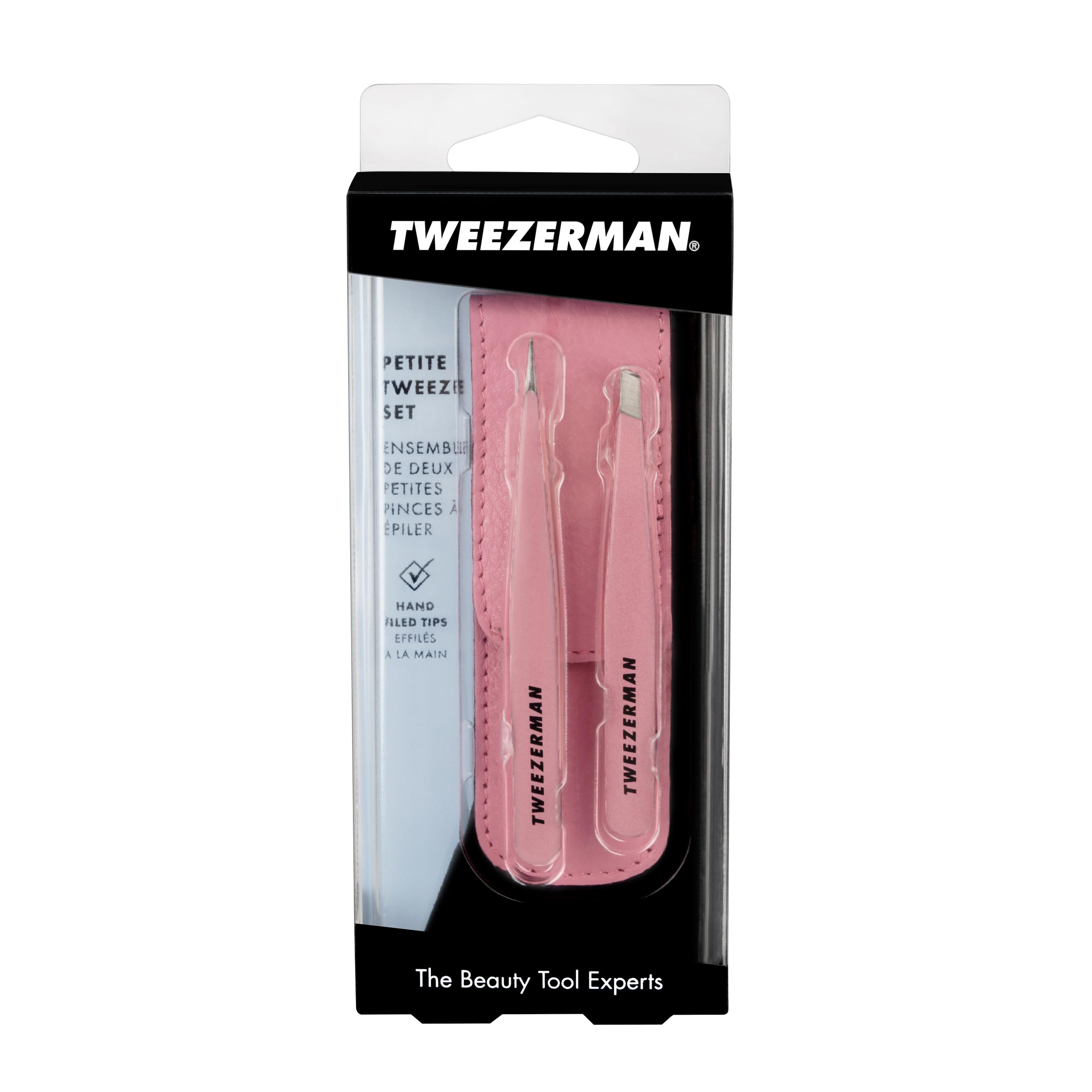 Tweezerman Tea Rose Petite Tweezer brow shaping on the go.