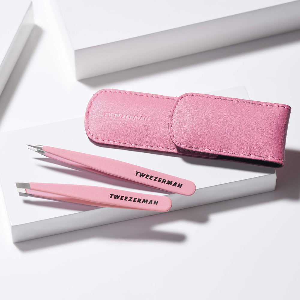 Tweezerman Tea Rose Petite Tweezer hand-hold demonstrates easy control.