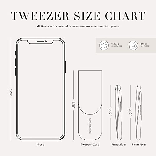 Tweezerman Tea Rose Petite Tweezer point-tip targets fine hairs with precision.