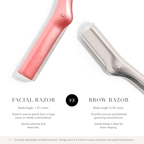 Tweezerman Tea Rose Facial Razor crafted from durable stainless steel.