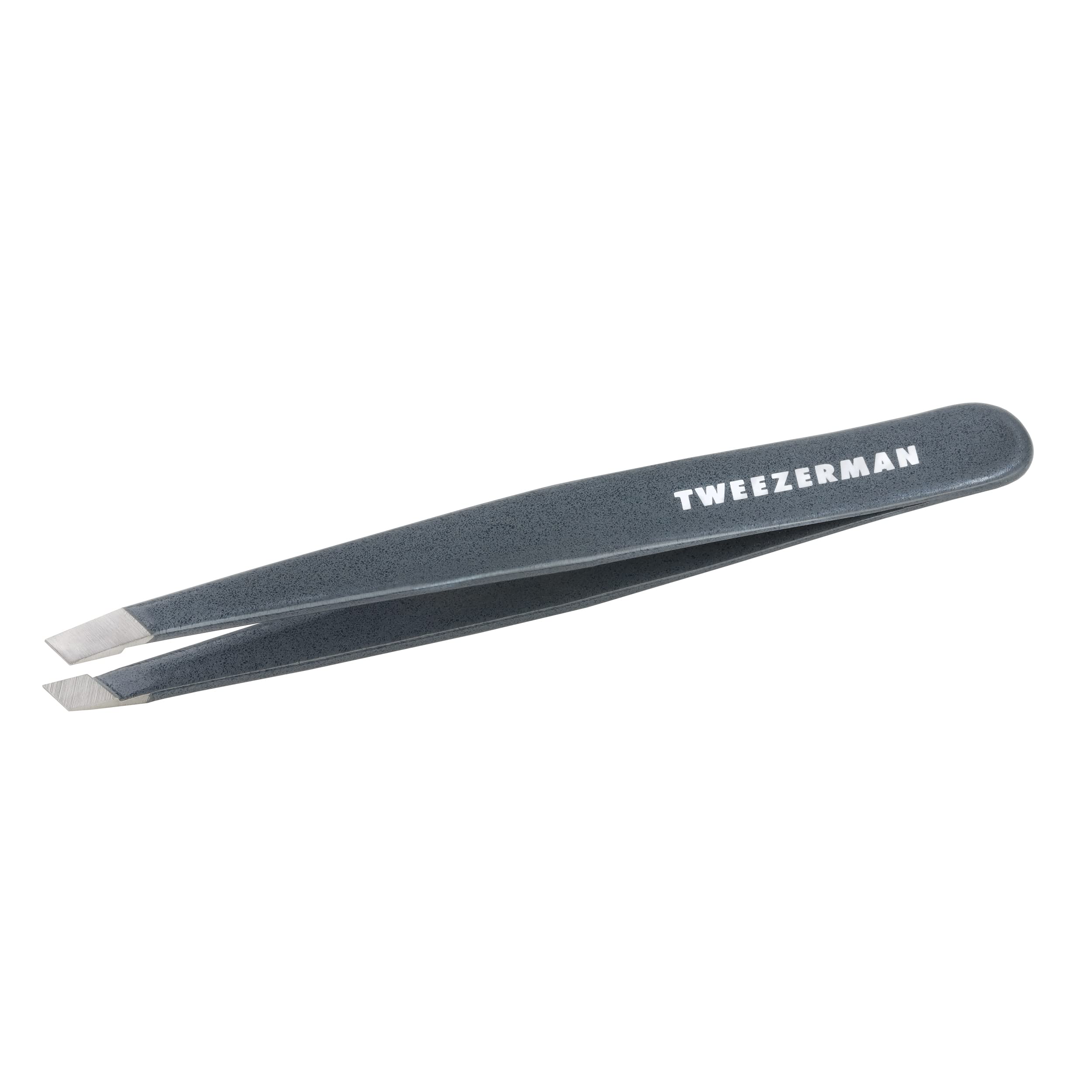 Alcohol wipe cleaning of Tweezerman tweezers after use.