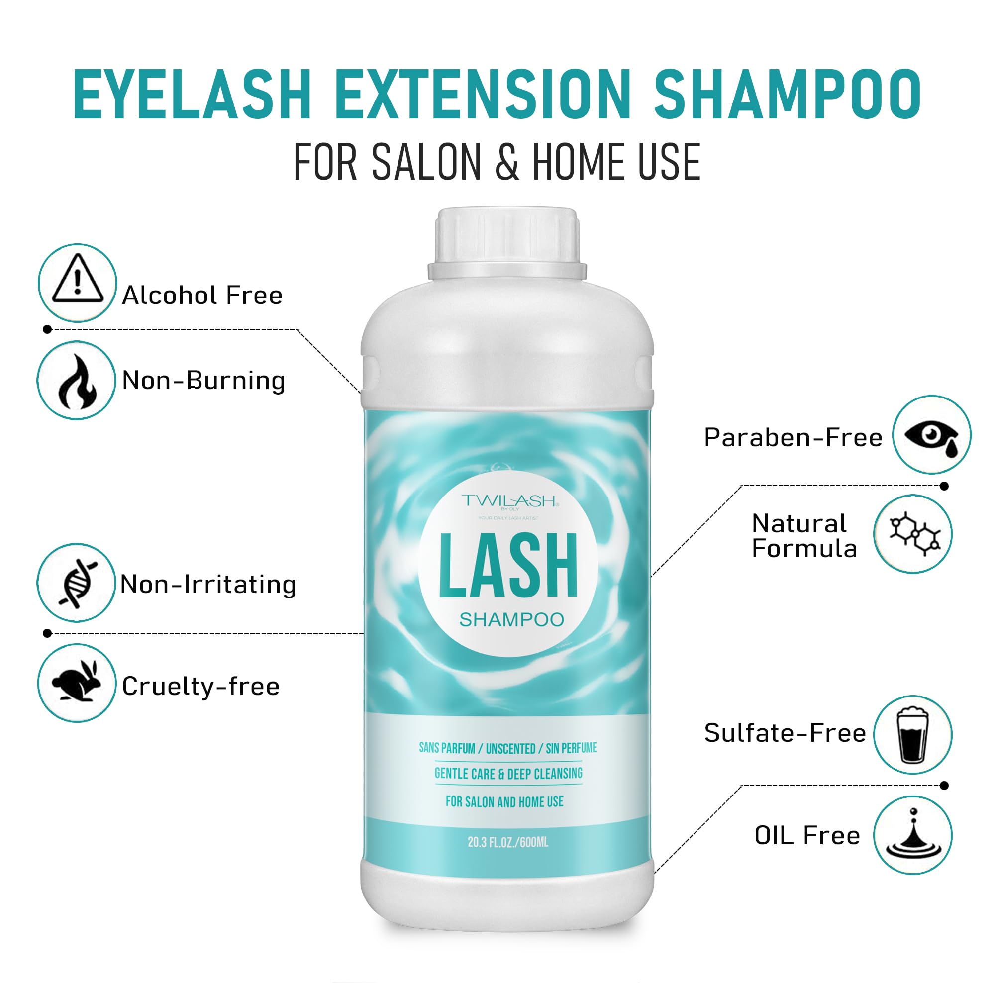 TWILASH BY DLY delicate eyelash cleanser packaging communicates safe extension care.