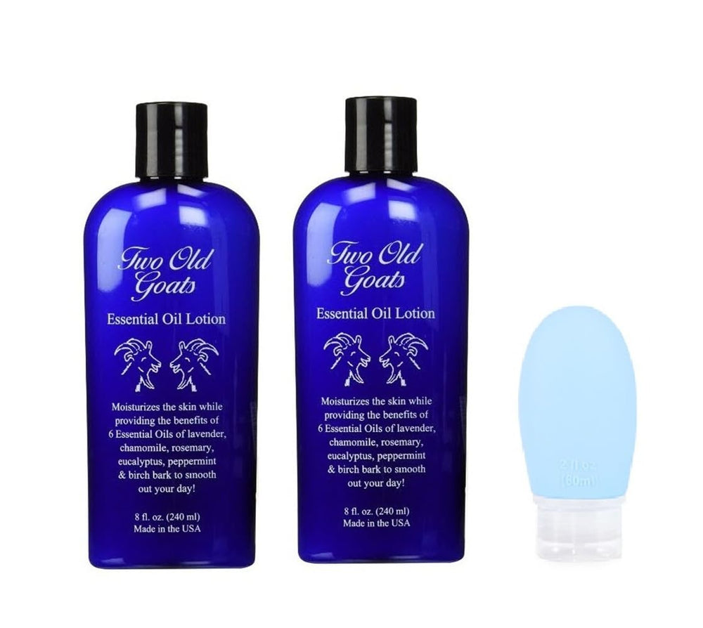 Two Old Goats Lotion 8oz with pump for easy application and travel-friendly use
