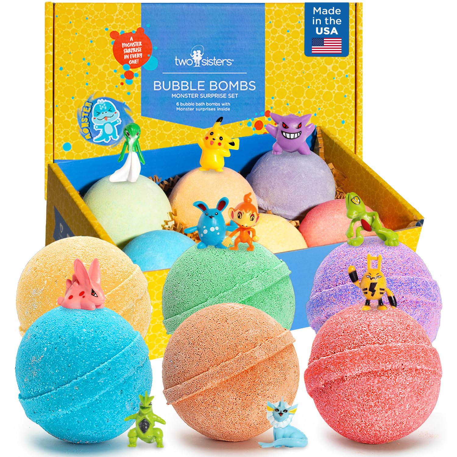 Two Sisters Poke Monster 6-pack front view with vibrant bubbles.