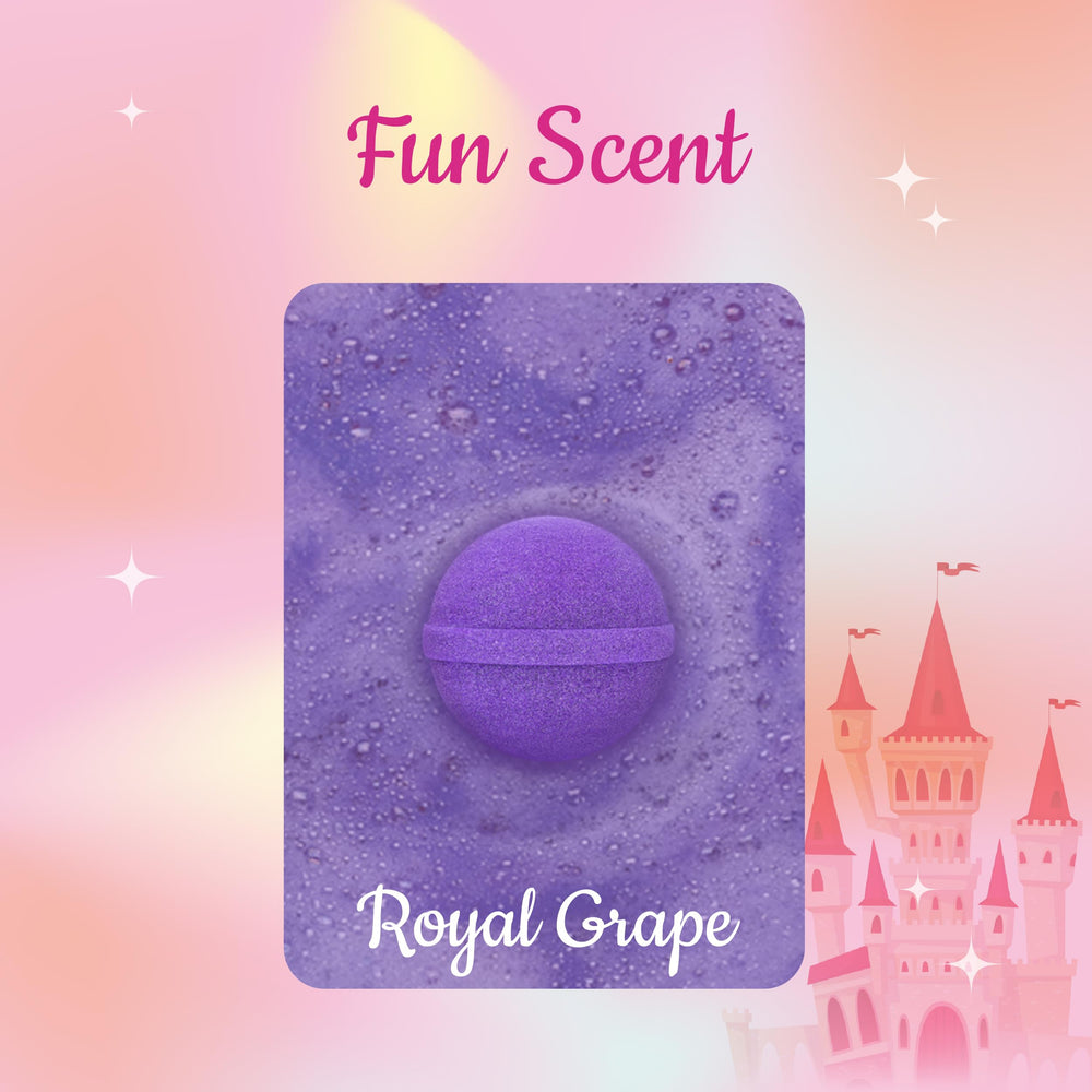 Two Sisters princess bath bomb dissolving into vibrant purple color