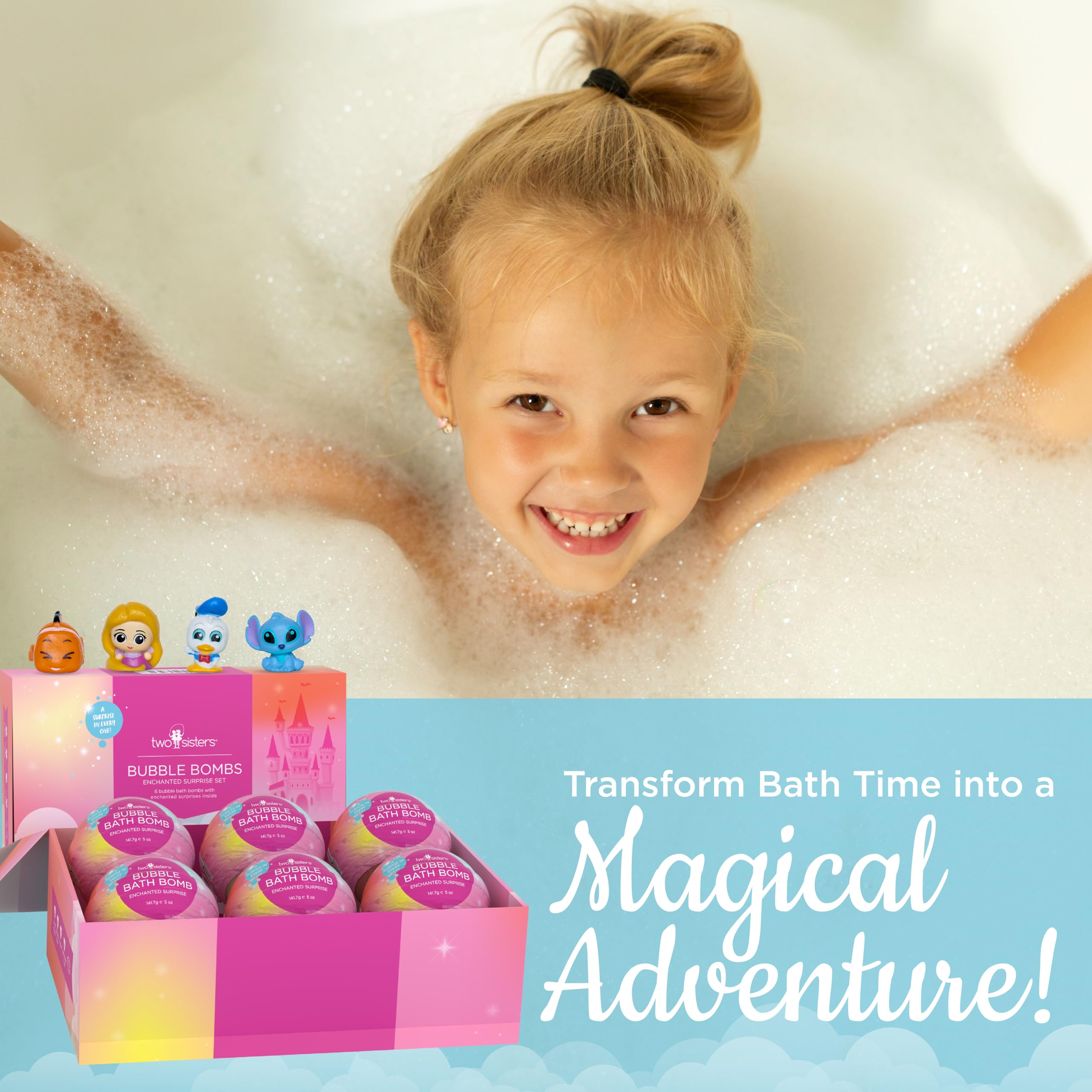 Two Sisters SLSa-safe formula protects skin while delivering bubbly fun.