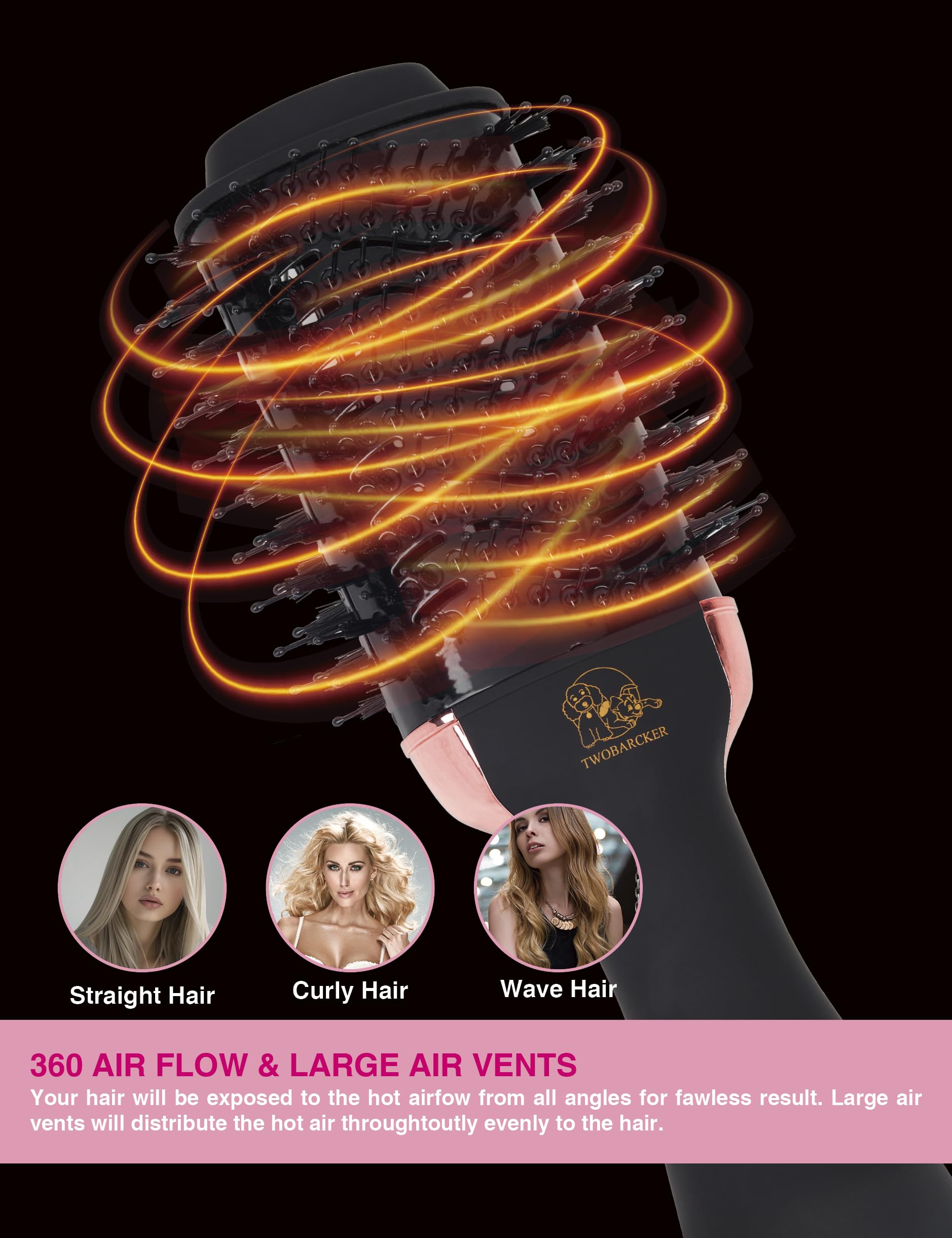 TWOBARCKER hair dryer brush salon-style result idea for home styling.