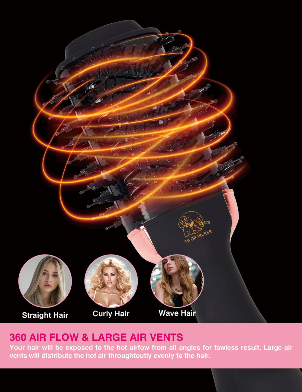 TWOBARCKER hair dryer brush salon-style result idea for home styling.