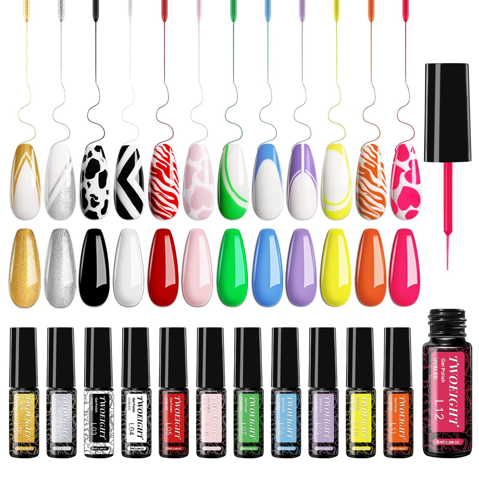 TWOEIGHT esmalte gel 12 colores para diseños vibrantes en casa
