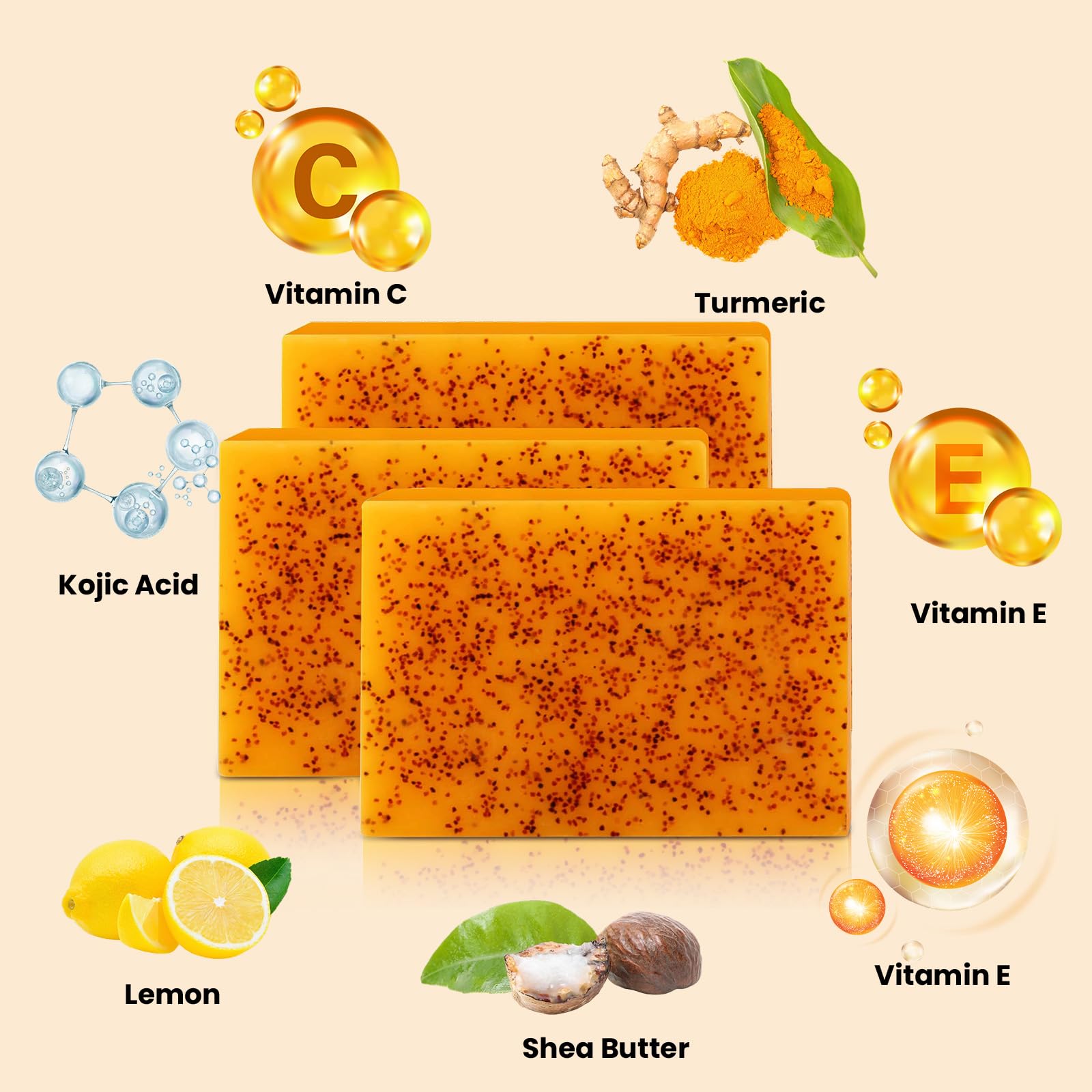 Txoycl Jabón limón cúrcuma con vitamina C para luminosidad saludable.