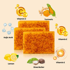 Txoycl Jabón limón cúrcuma con vitamina C para luminosidad saludable.