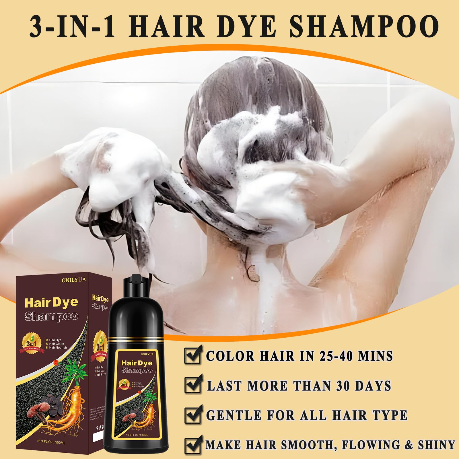 TYAYW Light Brown Hair Dye Shampoo lather spreads evenly for lasting shade