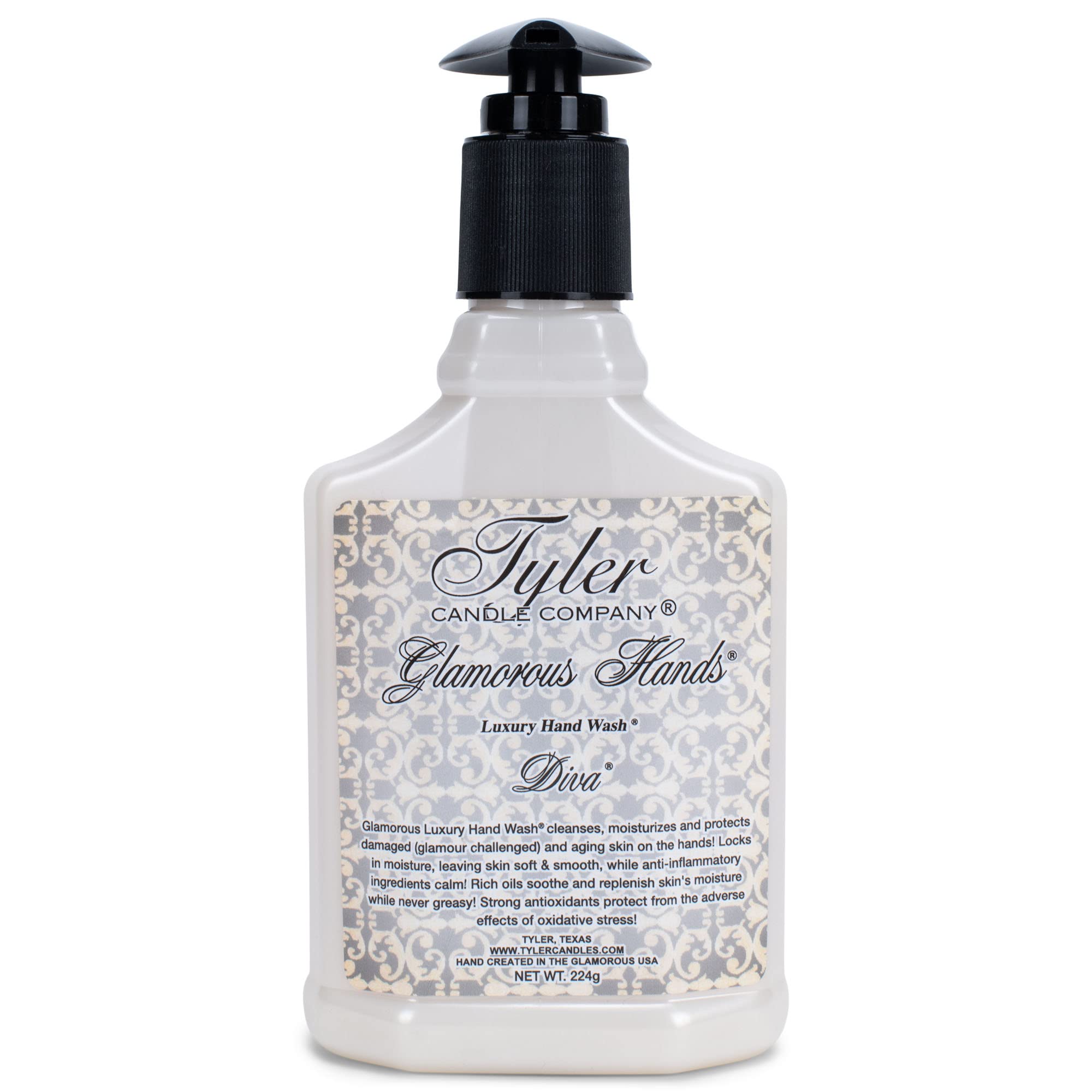 TYLER CANDLE COMPANY Glamorous Hands Diva de lujo jabon de manos frente de la botella para piel suave