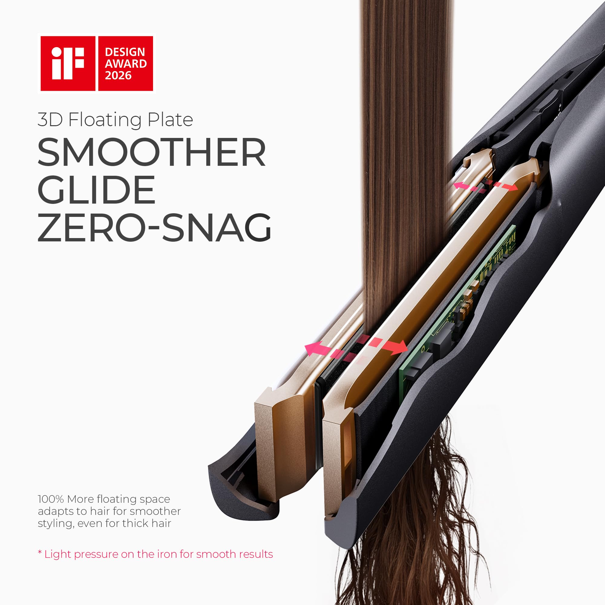 TYMO 2.0 flat iron heats up in 15 seconds for quick styling.