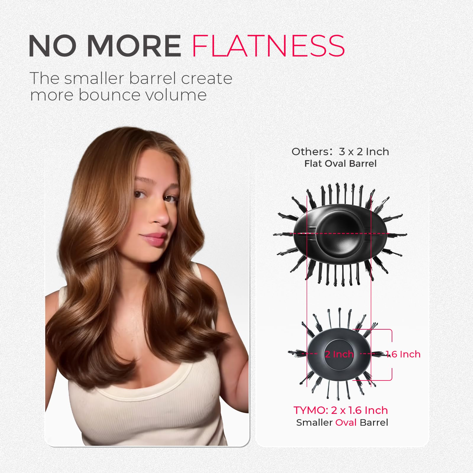 TYMO 2.0 gentle grip bristle system minimizes pulling on hair.