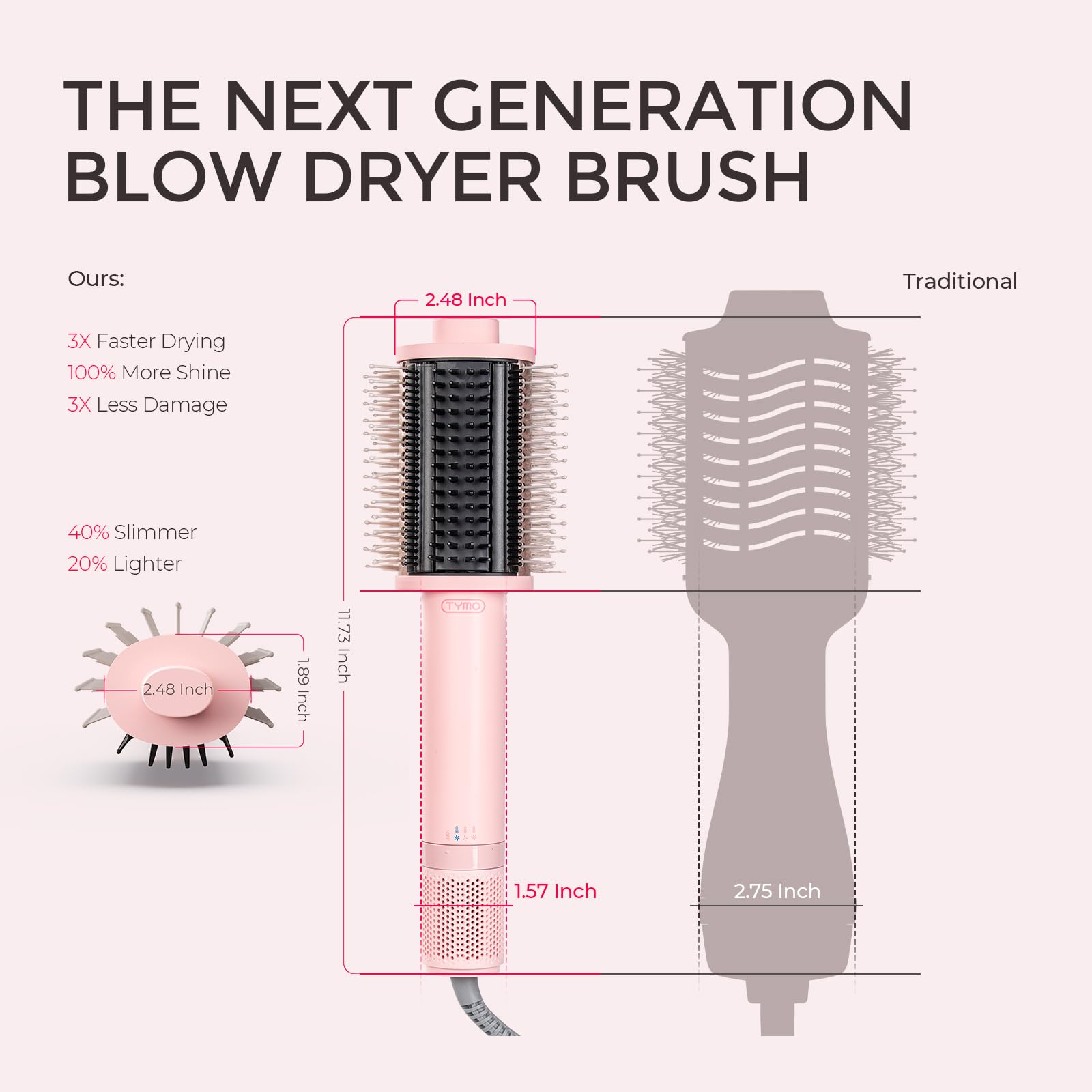 TYMO 4.0 dual-bristle smoothing comb for snag-free finishes