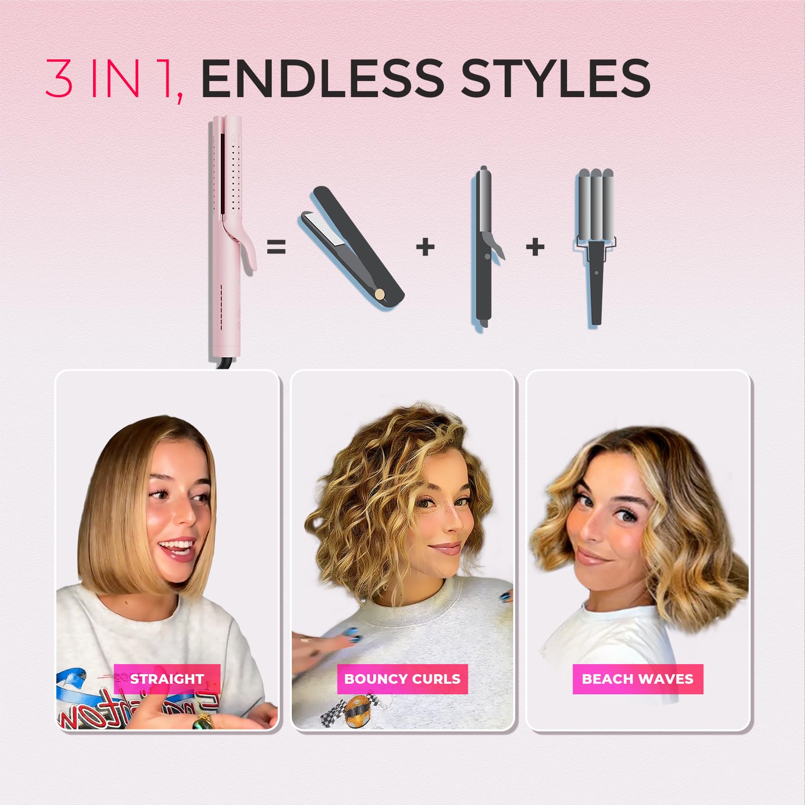 TYMO Airflow 2.0 3D floating plates for snag-free straightening and curling.