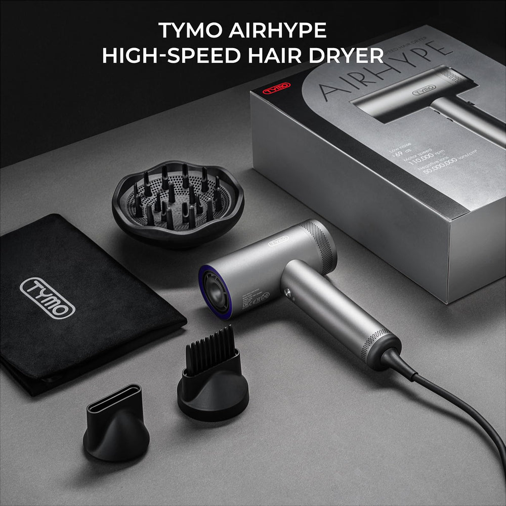 TYMO AIRHYPE 8 ft cord provides flexible styling reach