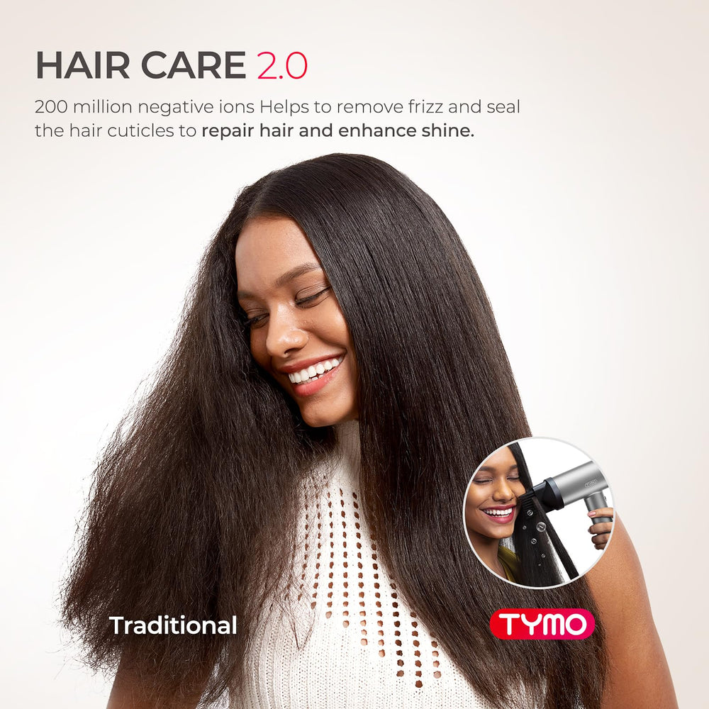 TYMO AIRHYPE Lite brushless motor close-up signaling fast-drying airflow for busy mornings.