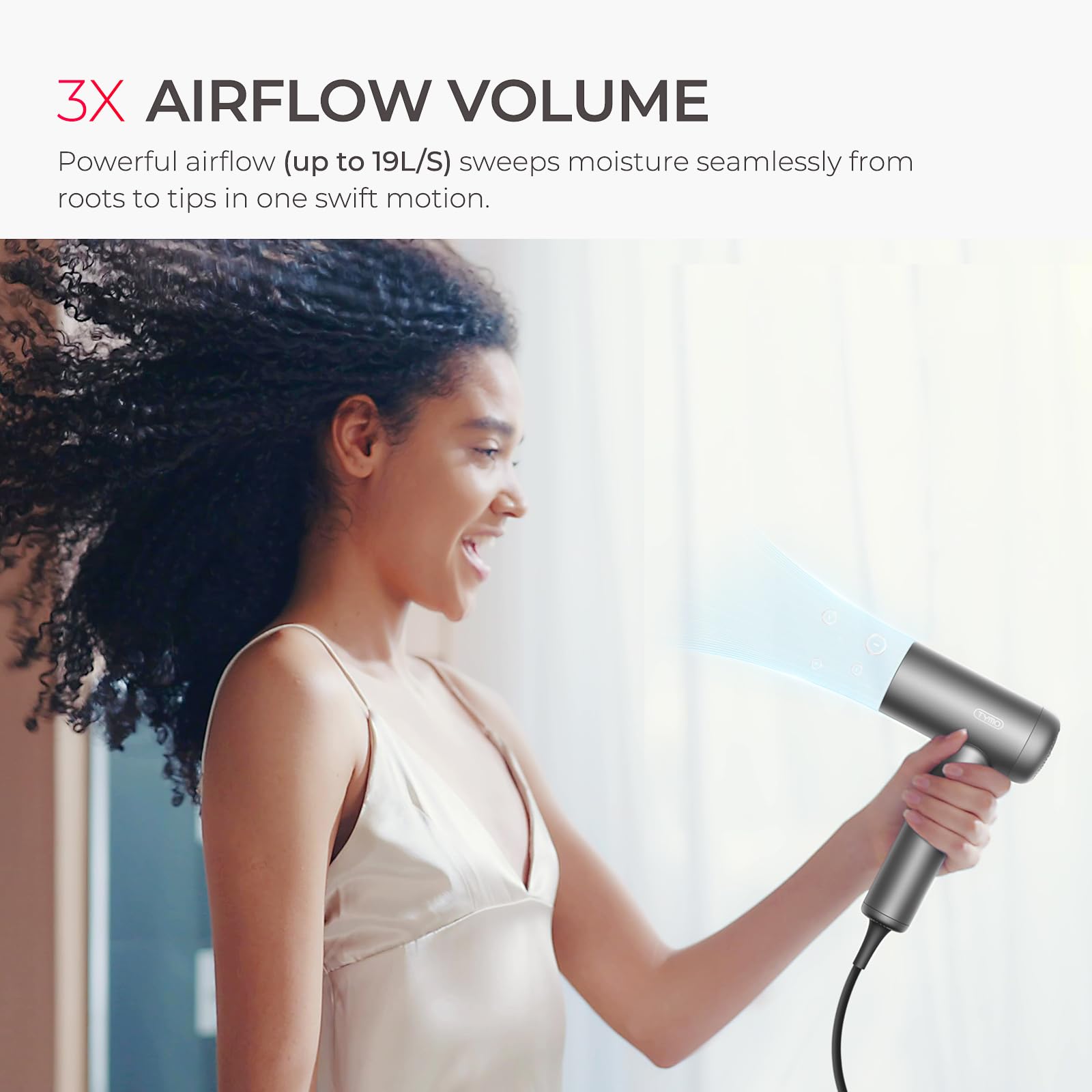 TYMO Turbo Airflow Concentrator for precise, salon-like blowouts.